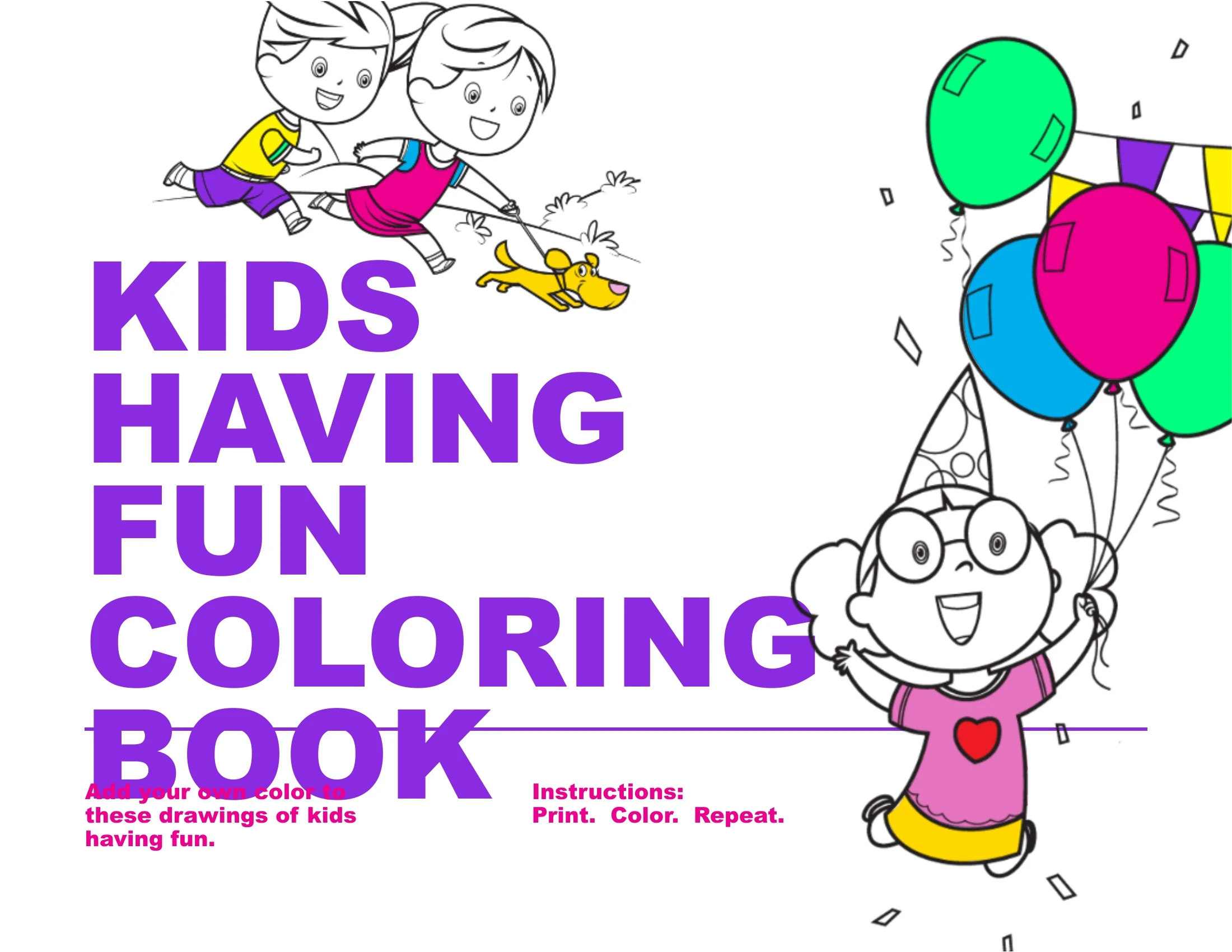 Preview of Kids Having Fun Coloring Book - Slide 1