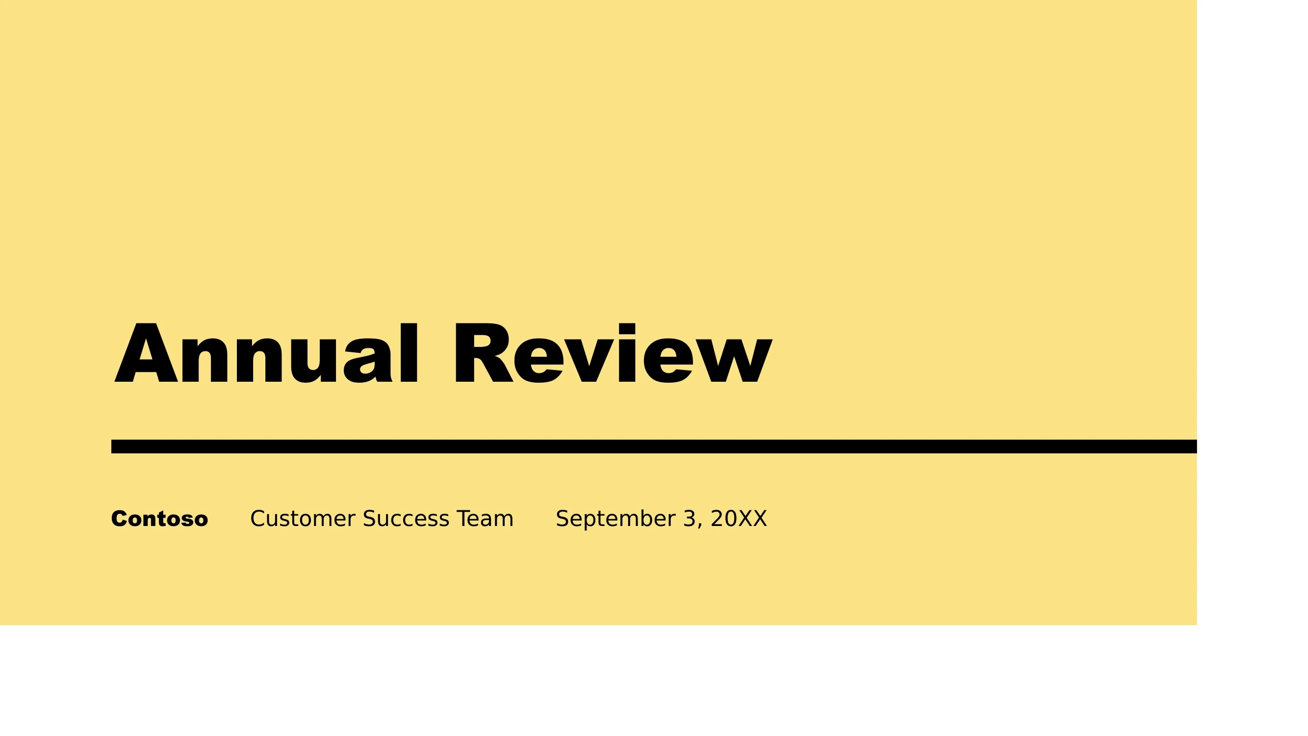 Preview of Contoso Annual Review - September 20XX - Slide 1