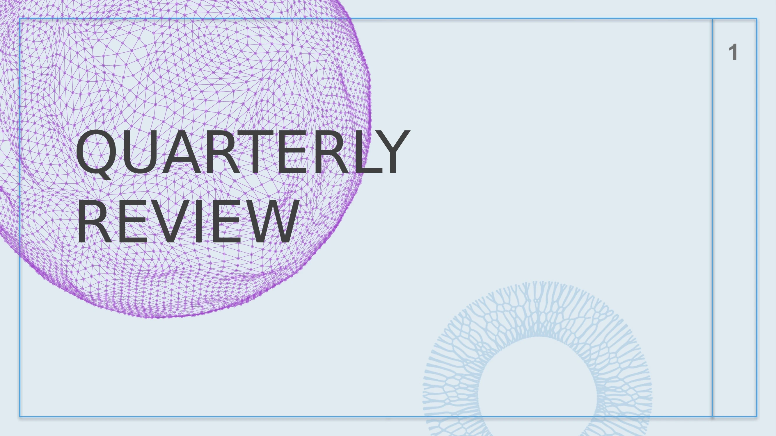 Preview of Contoso Quarterly Review: Market Analysis, Financials, and Future Initiatives - Slide 1